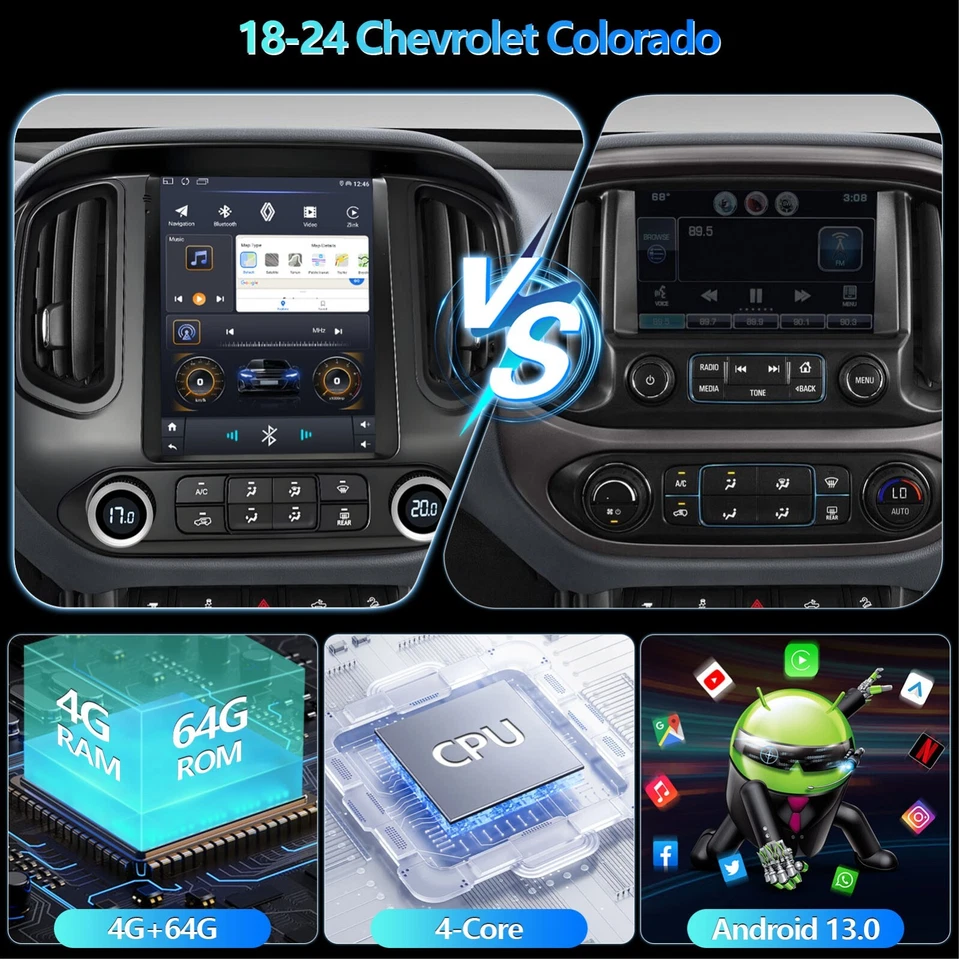 For 2018-2024 Chevrolet Colorado GMC Canyon CarPlay GPS BT Car Stereo Radio 32G - Image 4 of 4