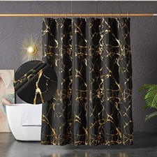 Black and Gold Marble Shower Curtains for Bathroom,Glitter Shower Curtain with