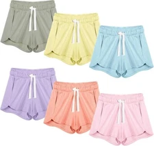 Boyiee 6 Pcs Girls Athletic Running Shorts Gym Workout Shorts with Pockets