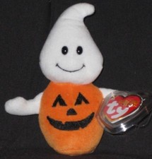 TY GHOSTKIN the GHOST HALLOWEENIE BEANIE BABY - MINT with MINT TAGS