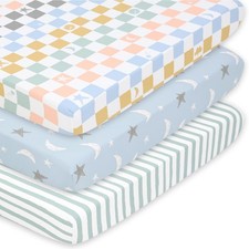 3 Pack and Play Mattress Sheets, Celestial Mini Crib Sheets Fitted, Pack N Pl...