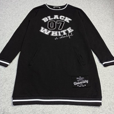 Monari Womens Sweatshirt Dress Size D-36 GB-10 Black White Stretch Cotton Jersey