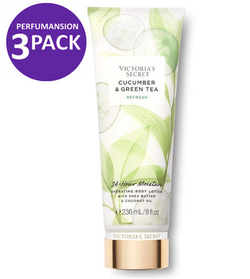 3 VICTORIA S SECRET CUCUMBER & GREEN TEA HYDRATING FRAGRANCE BODY LOTION 8OZ