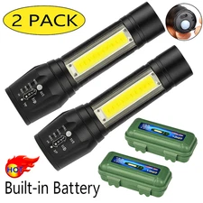 2 x Lamparas Linternas de Mano Recargables con LED/ZOOM/COB/BOX Multiple Funcion