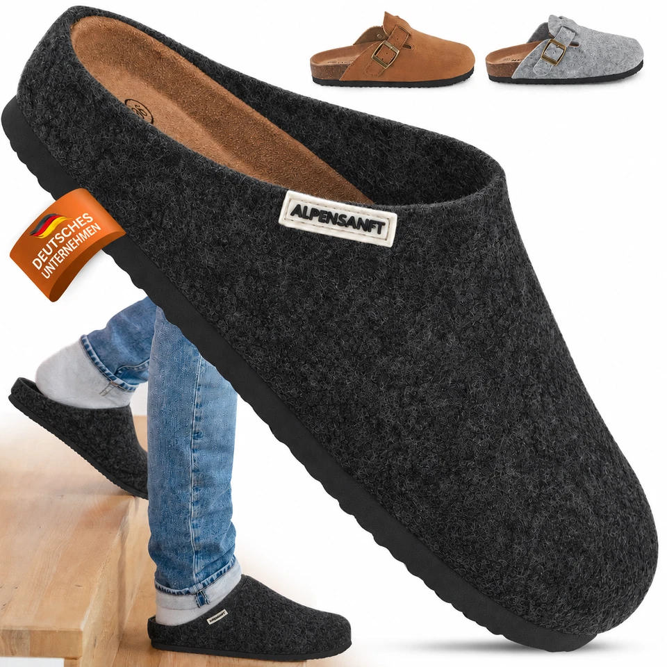 Alpensanft Clogs Hausschuhe Damen Herren Filz, Kork, Innensohle Echtleder 36-46 - Bild 1 von 4