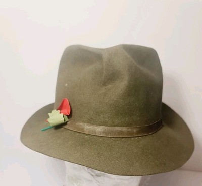 Wollfilz Fedora Hut Vintage olivgrün carric von Andrew Mc Dowall, Chichester