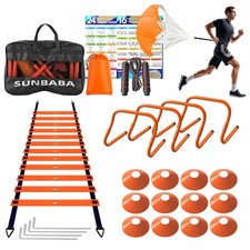 Agility Ladder Speed Training Equipment Set with 20ft Agility Ladder,4 Hurdle...