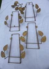 Four Vintage Metal Easel Display Stands With Leaf Design