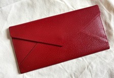 Smythson of Bond Street Slim Travel Wallet in Scarlett Red Leather, suede lining