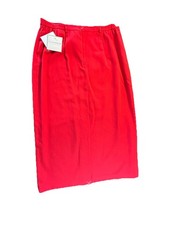 Sag Harbor Red Midi Pockets Lined Pencil Pleated Skirt sz 14