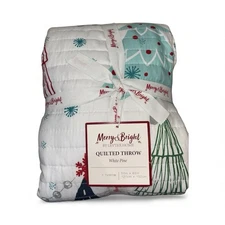 Levtex Home Merry & Bright White Pine Quilted Throw 50x60 NWT Christmas