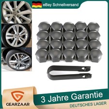 20x RADSCHRAUBEN ABDECKUNGEN RADMUTTERN KAPPEN SET 17MM GRAU GLANZ + ABZIEHER