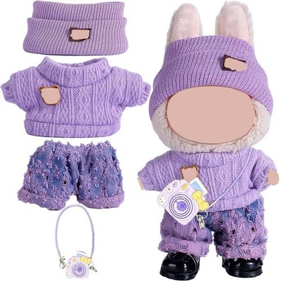 YK-DollcL Doll Clothes Set for 17cm Dolls, 4 Piece Cute Fall Outfit with Hat,...