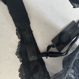 Victoria's Secret Designer Swarovski Crystal Black 36B Bra & L Thong Set