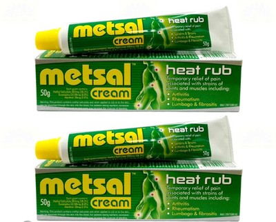 2 X Metsal Cream Heat Rub For Pain From Joint & Muscle Tension 50g