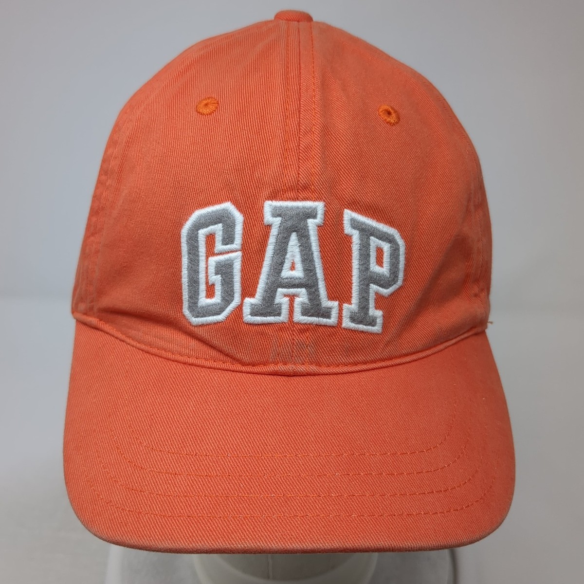 GAP Slideback Baseball Cap Orange Large Adjustable Embroidered Cotton View 2