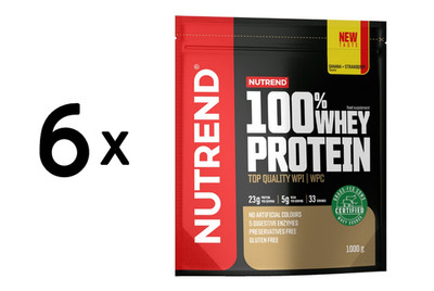 6 x Nutrend 100% Whey Protein, Banana + Strawberry - 1000g (38,33 EUR/kg)