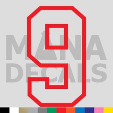 Number Nine 9 Vinyl Die Cut Decal Sticker - Jersey Sport Varsity Outline