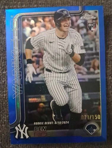 2025 Topps Chrome Update BEN RICE Blue Refractor Rc /150 NY Yankees USC138