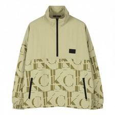 Calvin Klein Mix Media Popover Herren Jacke M Grün Halb Reißverschluss Logo