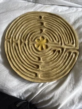 Earthenware Clay finger labyrinth 11” meditation Table Top handmade stoneware