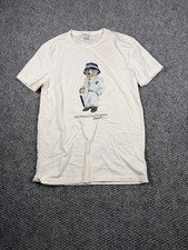 Polo Ralph Lauren Shirt Mens Small White Polo Bear Graphic Tee Casual Crewneck