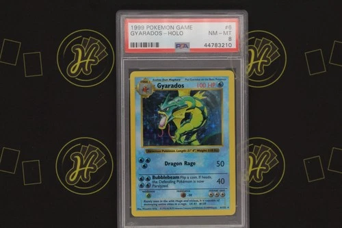 Gyarados Shadowless 6/102 Base Set Holo WOTC 1999 Pokémon Card Error NM-MT PSA 8