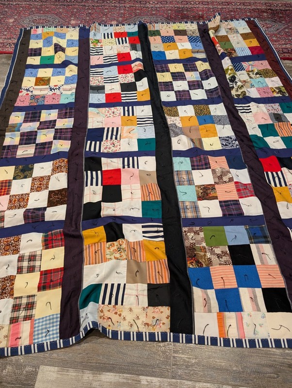 Vintage Quilt Blanket 87" X 72" Polyblend Heavy Weight 
