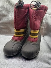 SOREL Cub Youth Kids Brown Maroon Insulated Waterproof Winter Snow Boots Size 1