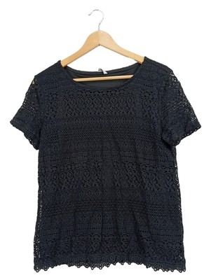 HOLLIS Tunikakleid Damen Strickkleid Bohemian Lochmuster Häkel M 38