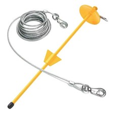 PDQ Yellow Tie-Out with Stake Metal Dog Tie Out Stake X-Large Pack of 3 