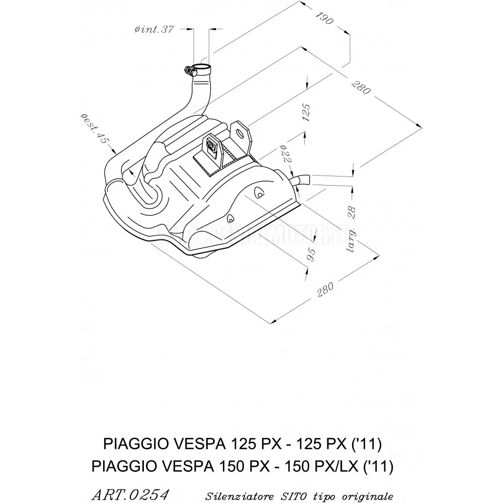 Vespa 125 Px 1981 > 2017 Leovince Exhaust Full System Sitoplus Steel 0254