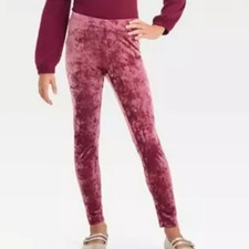 Cat  Jack Girls' Burgundy Velour Leggings Size Small 6/7 NWT