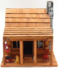 Miniature Vintage Wood Cabin Folk 1999 Signed Artisan Handmade Art Made USA