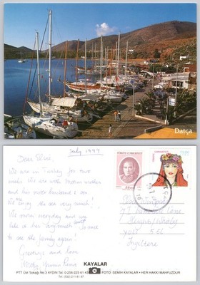 x01766 Saling Boote Datca Türkei Postkarte 1999 Briefmarke