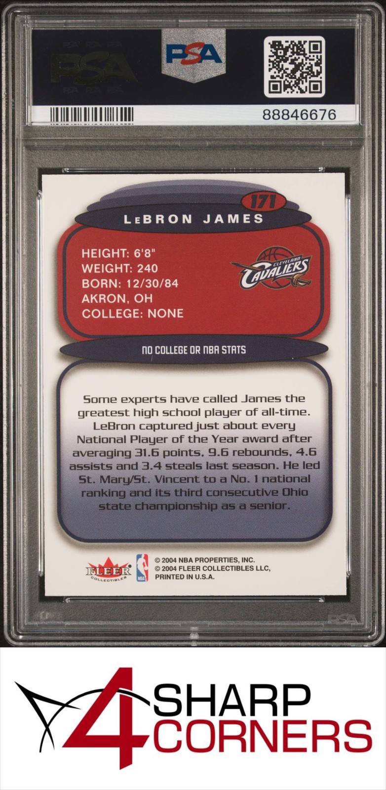 2003 ULTRA HUMMER H2 #171 LeBRON JAMES RC CAVALIERS PSA 8 view 2