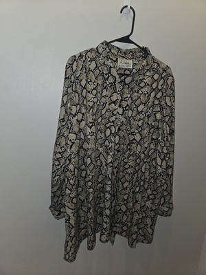 Linea by Louis Dell'Olio   Women's Snake Print Button Front Blouse Plus 3x