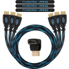 HDMI Cable 6 ft, 3-Pack, Premium HDMI Braided Cord Type High Speed with Ether...