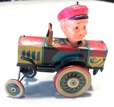 Pre War Japan Celluloid & Tin Windup Crazy Car