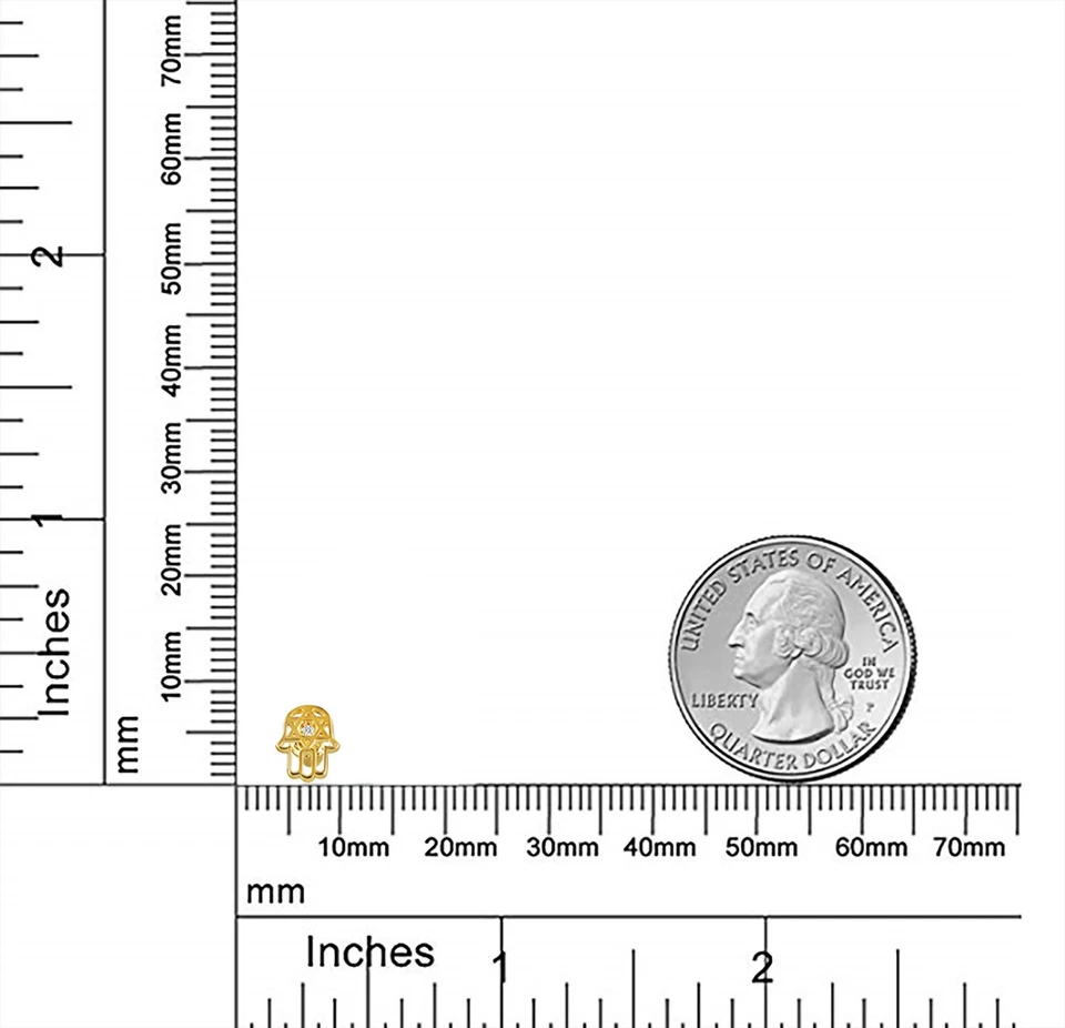 Pendiente de cartílago con acento de circonita cúbica estrella de David Hamsa de oro 14K judaico 1 pieza Foto 4 de 4