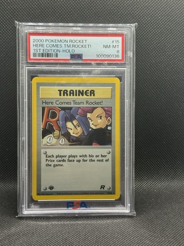 2000 Here Comes Team Rocket! Team Rocket 1st Ed Holo 15/82 PSA 8
