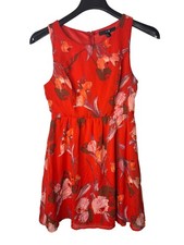 XXI Juniors Fit & Flare Mini Dress Size M Floral Sheer Overlay Lined Sleeveless