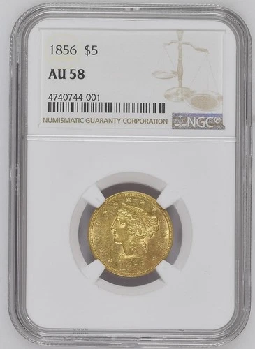 1856 $5 Liberty Head Gold Coin NGC AU 58 – Rare Collectible