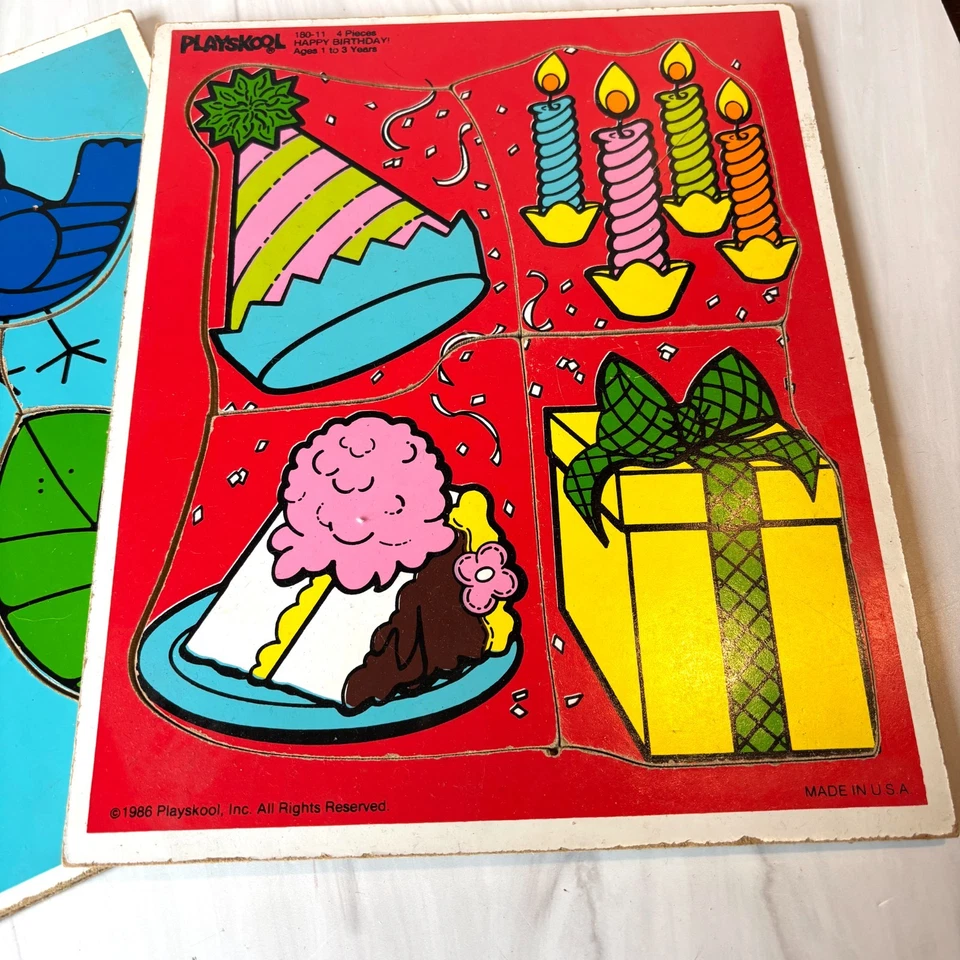 VTG Fisher Price Childs Wood Puzzle HAPPY BIRTHDAY! & COLORS I SEE 180-11 180-03 - Image 3 of 4