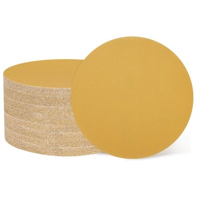 100 Pcs 5 Inch Sanding Disc 320 Grit Hook and Loop Sandpaper, Gold