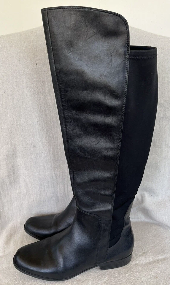 Botas de montar sobre la rodilla de cuero negro y lycra elástica 9,5 Bandolino Chieri Foto 4 de 4