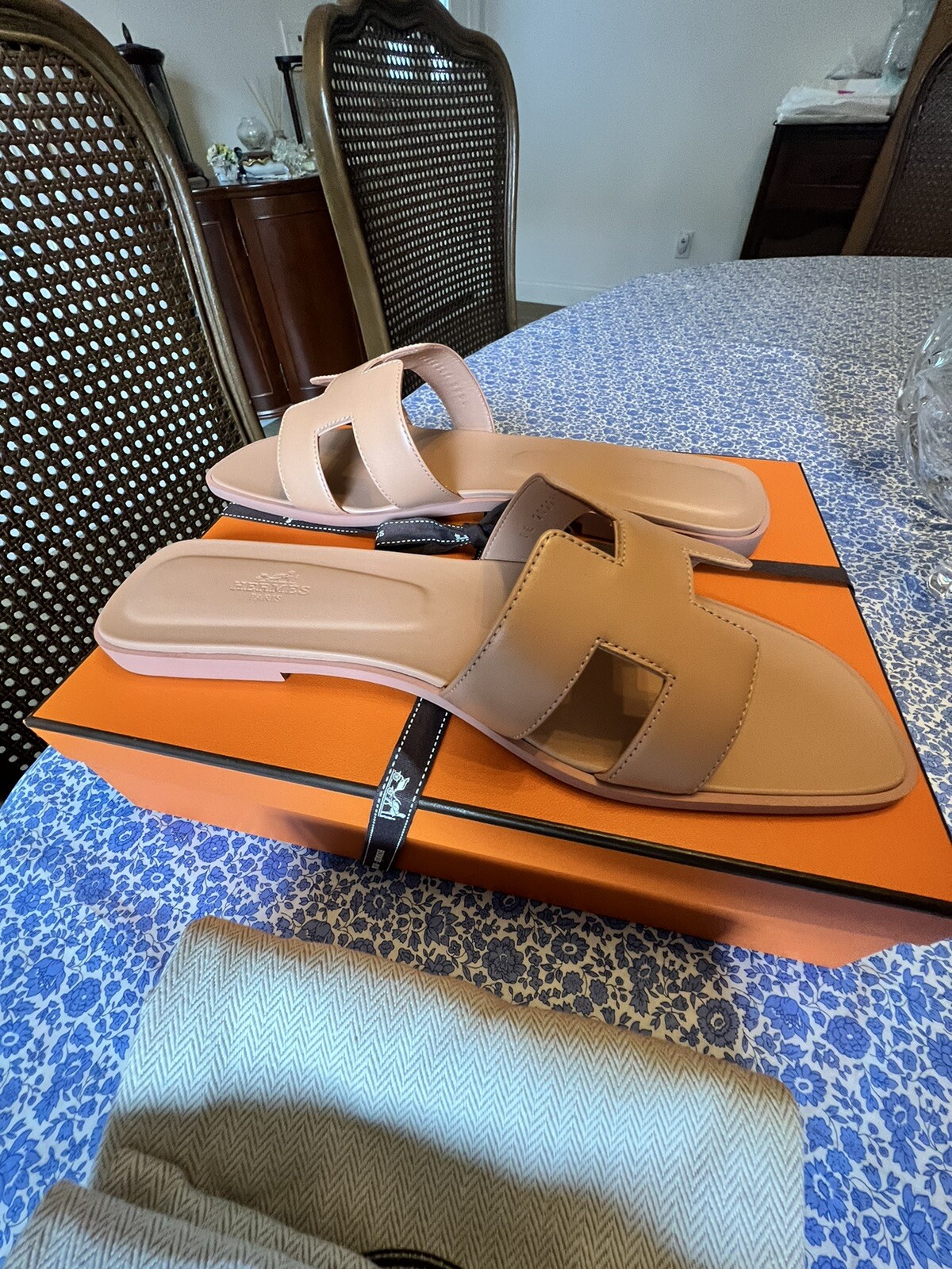 Hermes Oran Leather Sandals Granit Rose Rare Size 42 NIB image 7