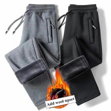 Men Warm Sweatpants Active Pocket Casual Joggers Fleece Lined Track Pants Winter