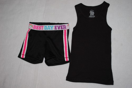 Girls Outfit BLACK RIBBED TANK TOP 