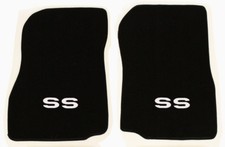 New 1968-1972 Chevelle Floor Mats Black Carpet Embroidered Silver Ss Logo Pair